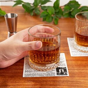 Restaurantware Elysia 12 Ounce Whiskey Glasses 6 Cut Rocks Glasses - Lead-Free Weighted Base Clear Glass Tumblers Dishwasher-Safe For Scotch Bourbon And Cocktails