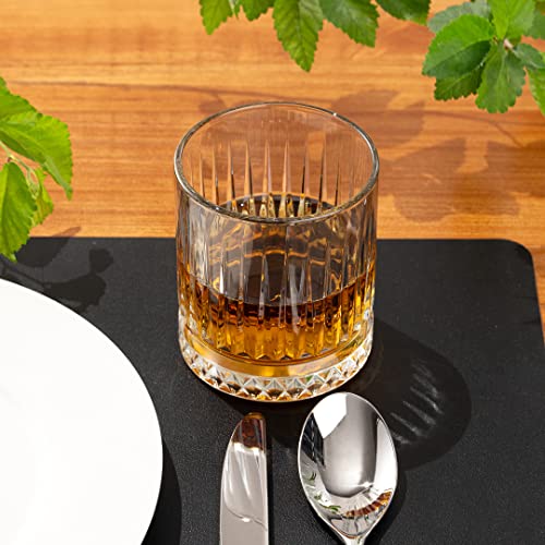 Restaurantware Elysia 12 Ounce Whiskey Glasses 6 Cut Rocks Glasses - Lead-Free Weighted Base Clear Glass Tumblers Dishwasher-Safe For Scotch Bourbon And Cocktails