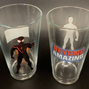 Bioworld Beyond Amazing 60th Anniversary Spider-Man 16oz Pint Glass Set, Pack of 2 Drinking Glasses