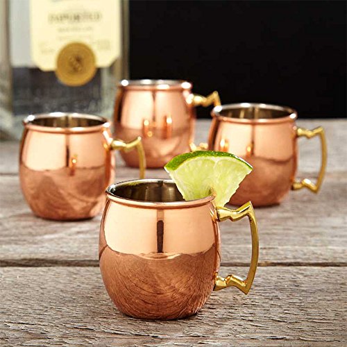 Set of 2 Modern Home Authentic 100% Solid Copper Moscow Mule Mug - Handmade in India