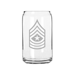 bent wookie us army - sergeant major e-9 rank insignia etched can glass 16oz