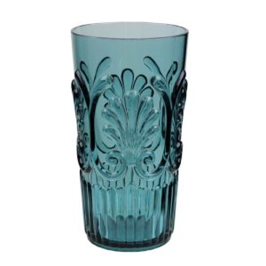 le cadeaux polycarbonate fleur highball glass, teal