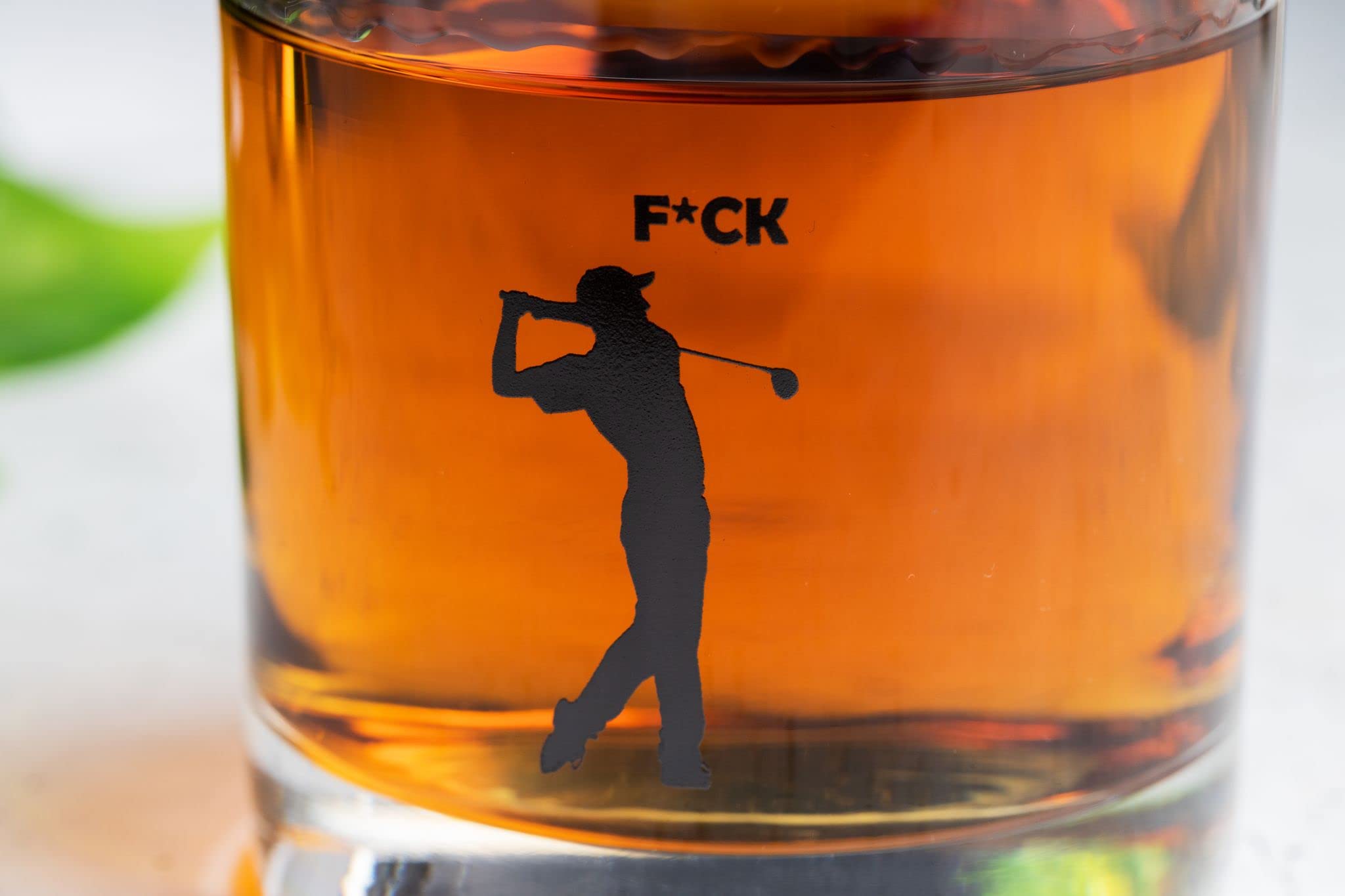 JEM GLASS F*ck Golf Whiskey Glasses - Set of 2 - Black Dishwasher Safe Print - Funny Golf Presents for Men, Women, Dad, Mom, Husband, Wife, Him, Her - 10.25 Ounces Each