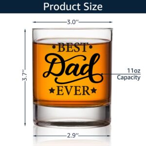 TOUNER Best Dad Ever Whiskey Glasses, Fathers Day Gift For Dad, Funny Birthday Gifts For Men, Dad, New Dad, Unique Gift Idea For Him from Kids, Daughter, Son, Birthday Present Idea For Men