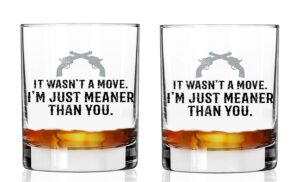 toasted tales montana learn to be meaner than evil | 2 novelty old fashioned whiskey scotch glass tumbler 11 oz. | chip resistant | gift set of 2