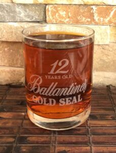 ballantines collectible whiskey glass 8 oz