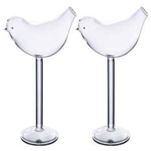 sherchpry martini glasses 2pcs bird shaped glass goblets glass bird cocktail glass wine champagne goblet martini goblet cups for ktv bar club 150ml (transparent) clear glasses