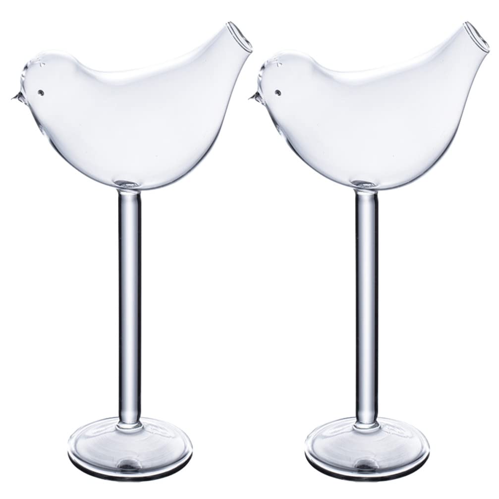 SHERCHPRY Martini Glasses 2Pcs Bird Shaped Glass Goblets Glass Bird Cocktail Glass Wine Champagne Goblet Martini Goblet Cups for KTV Bar Club 150ml (Transparent) Clear Glasses