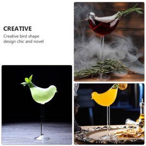 SHERCHPRY Martini Glasses 2Pcs Bird Shaped Glass Goblets Glass Bird Cocktail Glass Wine Champagne Goblet Martini Goblet Cups for KTV Bar Club 150ml (Transparent) Clear Glasses