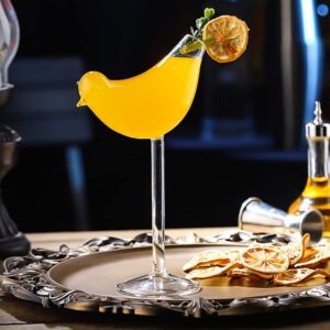 SHERCHPRY Martini Glasses 2Pcs Bird Shaped Glass Goblets Glass Bird Cocktail Glass Wine Champagne Goblet Martini Goblet Cups for KTV Bar Club 150ml (Transparent) Clear Glasses