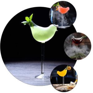 SHERCHPRY Martini Glasses 2Pcs Bird Shaped Glass Goblets Glass Bird Cocktail Glass Wine Champagne Goblet Martini Goblet Cups for KTV Bar Club 150ml (Transparent) Clear Glasses