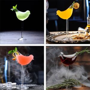 SHERCHPRY Martini Glasses 2Pcs Bird Shaped Glass Goblets Glass Bird Cocktail Glass Wine Champagne Goblet Martini Goblet Cups for KTV Bar Club 150ml (Transparent) Clear Glasses