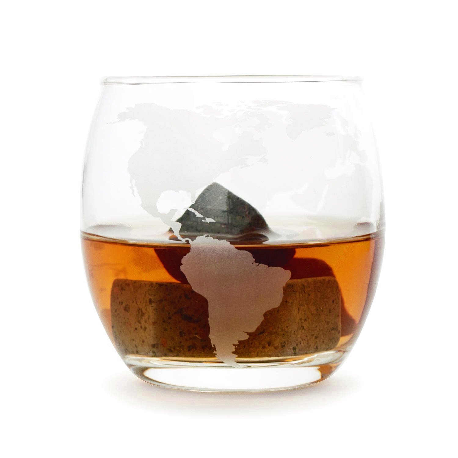 Etched Globe DOF 10 Oz Whisky Glasses, Old-Fashioned Liquor Glassware, Set of 4
