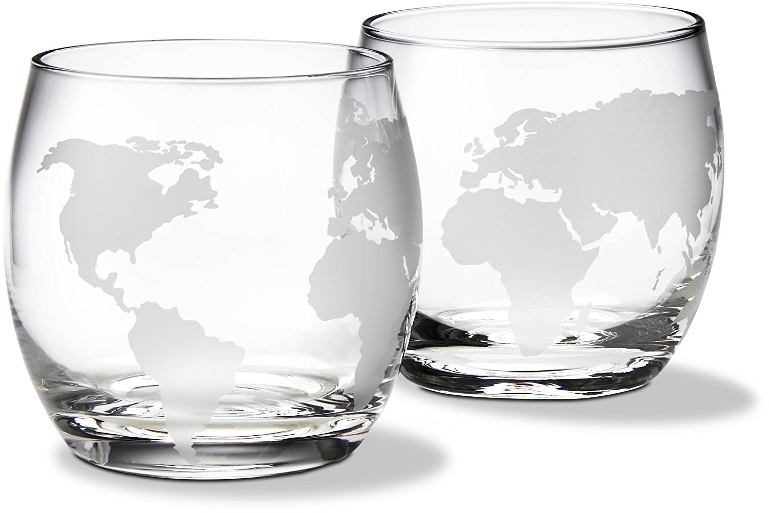 Etched Globe DOF 10 Oz Whisky Glasses, Old-Fashioned Liquor Glassware, Set of 4