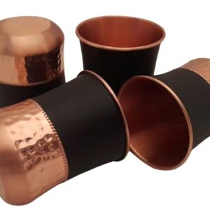 Ornate Internationlal 16 Oz Black Matte Moscow Mule Copper Cups and Barrel Mugs, Moscow Mule Mug with Rose Gold Copper Rims, Set of 4 (black)