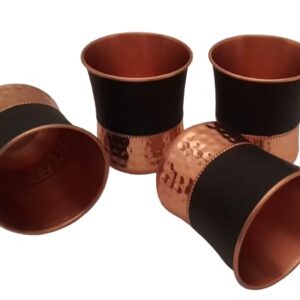 Ornate Internationlal 16 Oz Black Matte Moscow Mule Copper Cups and Barrel Mugs, Moscow Mule Mug with Rose Gold Copper Rims, Set of 4 (black)