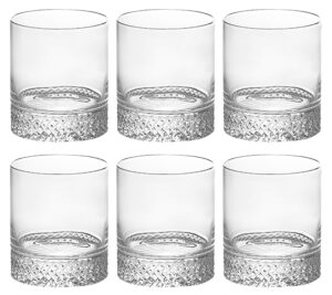 tumbler glass - double old fashioned - set of 6 glasses - beautiful designed cut crystal dof tumblers - for whiskey - bourbon - water - beverage - drinking glasses - 13 oz. - made in europe by barski