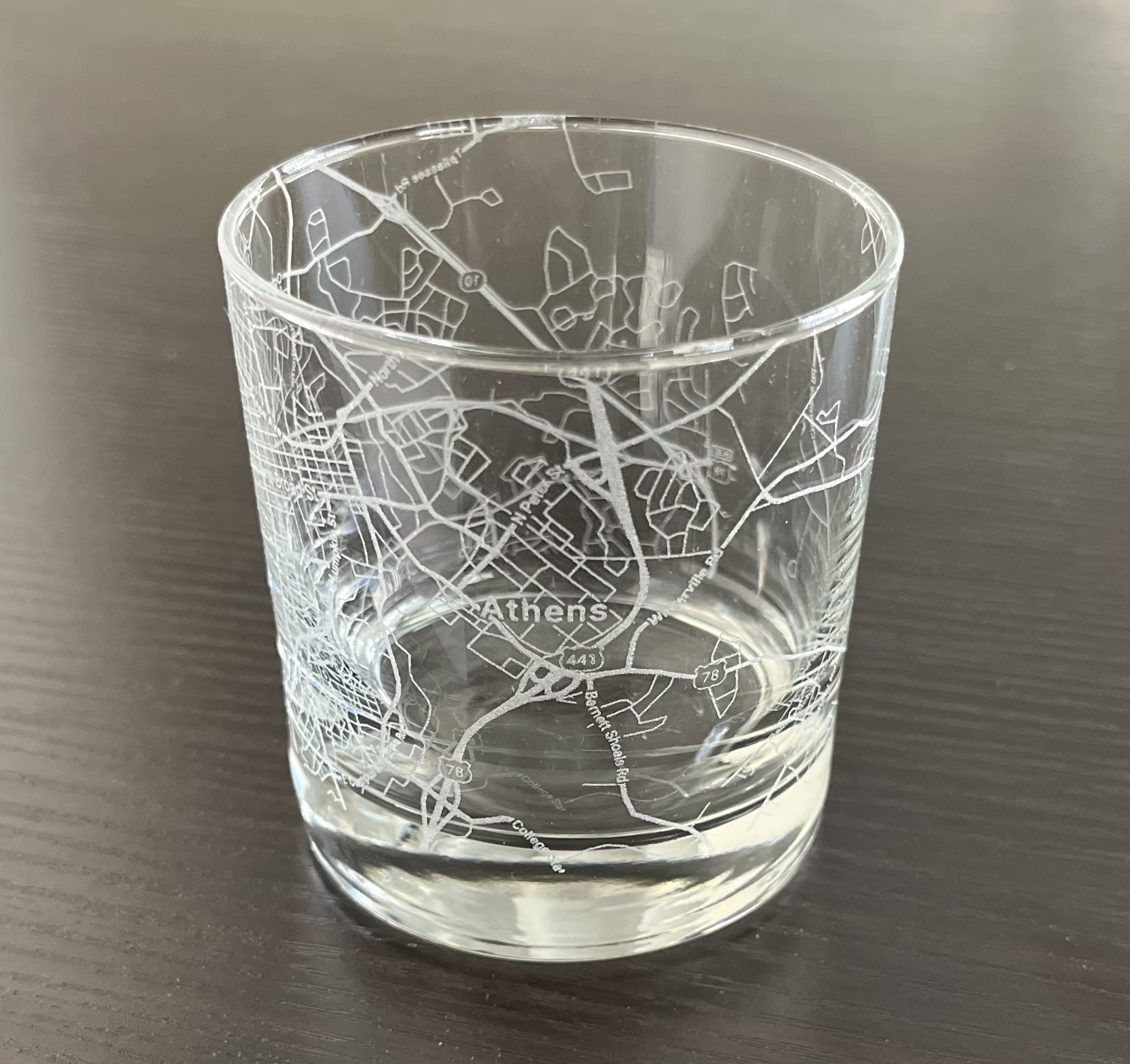 Rocks Whiskey Old Fashioned 11oz Glass Urban City Map Athens Georgia