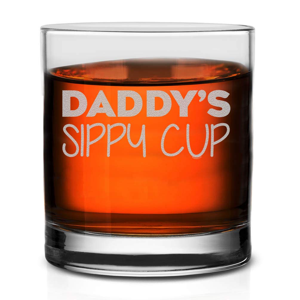 Veracco Daddy's Sippy Cup Whiskey Glass Funny Birthday Gifts Fathers Day For Dad (Clear, Glass)