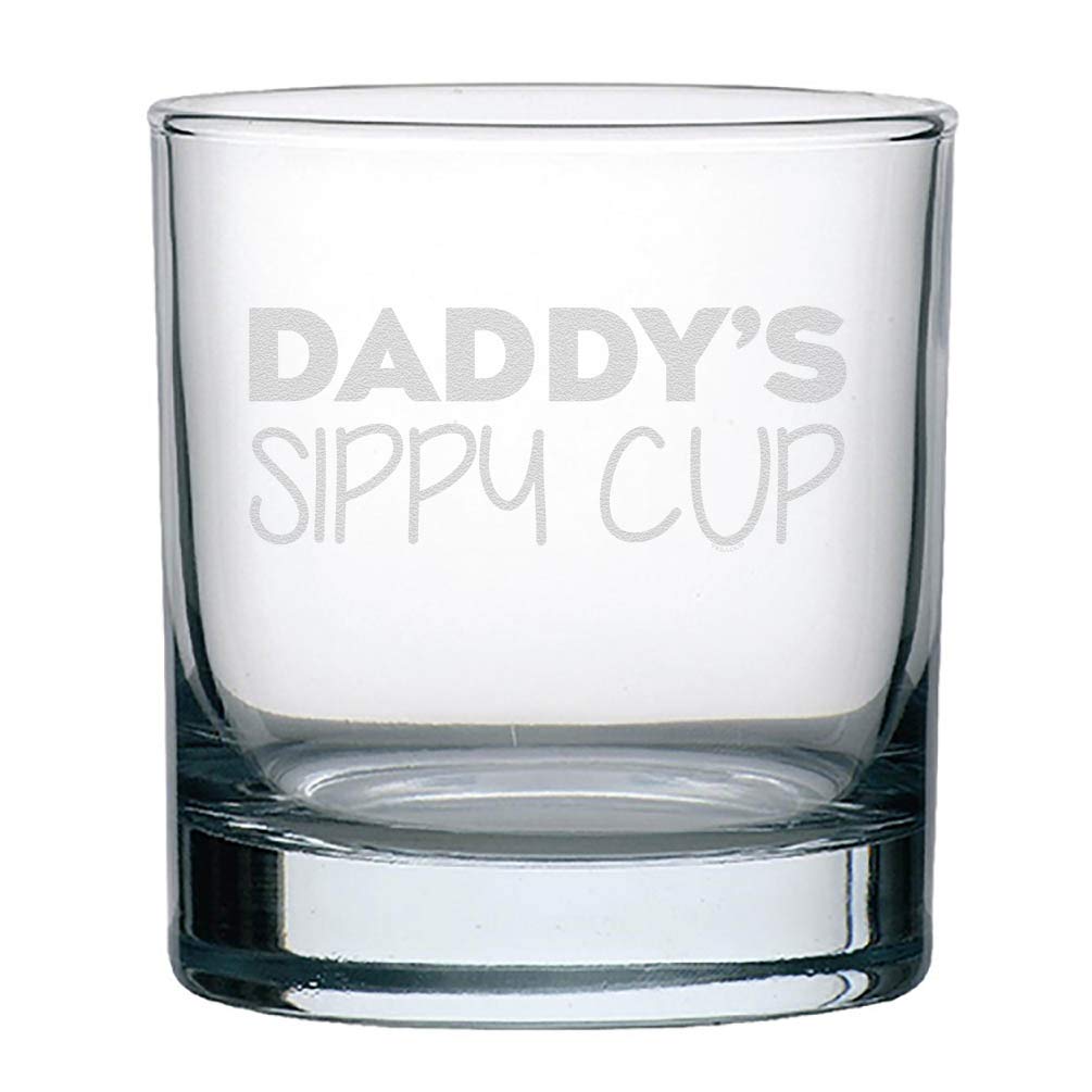 Veracco Daddy's Sippy Cup Whiskey Glass Funny Birthday Gifts Fathers Day For Dad (Clear, Glass)