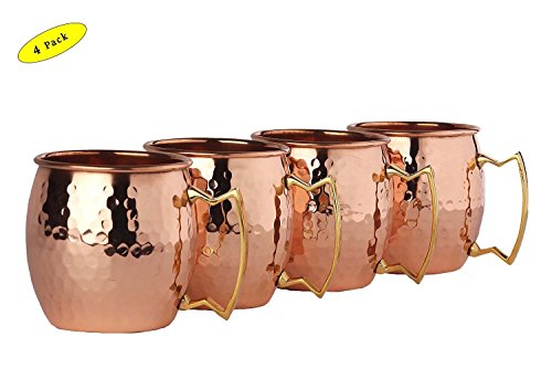 BonBon Luxury Moscow Mule Copper/Nickel Mug Cup 4 Pack New (Copper)