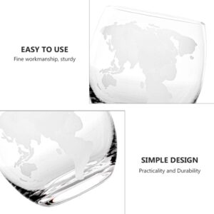 DOITOOL 2Pcs Globe Whiskey Glasses World Map Cocktail cups Novelty Clear Drinking Cups Etched Globe Map Drinkware Barware for Bourbon Manhattans Cocktails Wine Soda Juice Beverage 450ml