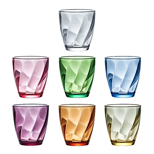 EILRAMIR Acrylic Drinking Highball Glasses Colorful Cup Plastic Rocks Glasses Ideal for Bar, Kitchen, Cocktail, Juice Beverages, Water Unbreakable (9.5oz) (Clear,9.5oz)