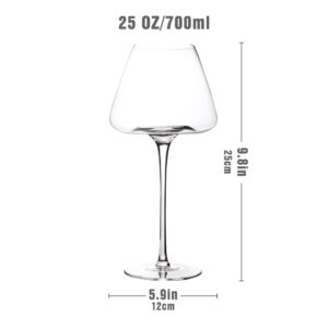 UBENKAKU Wine Glasses Set of 4, 25 OzExtra Large Premium Crystal Burgundy Martini Glasses Set of 4 Thin Rim Long Stem for Red or White Daily Use Wedding Anniversary or Birthday Gift