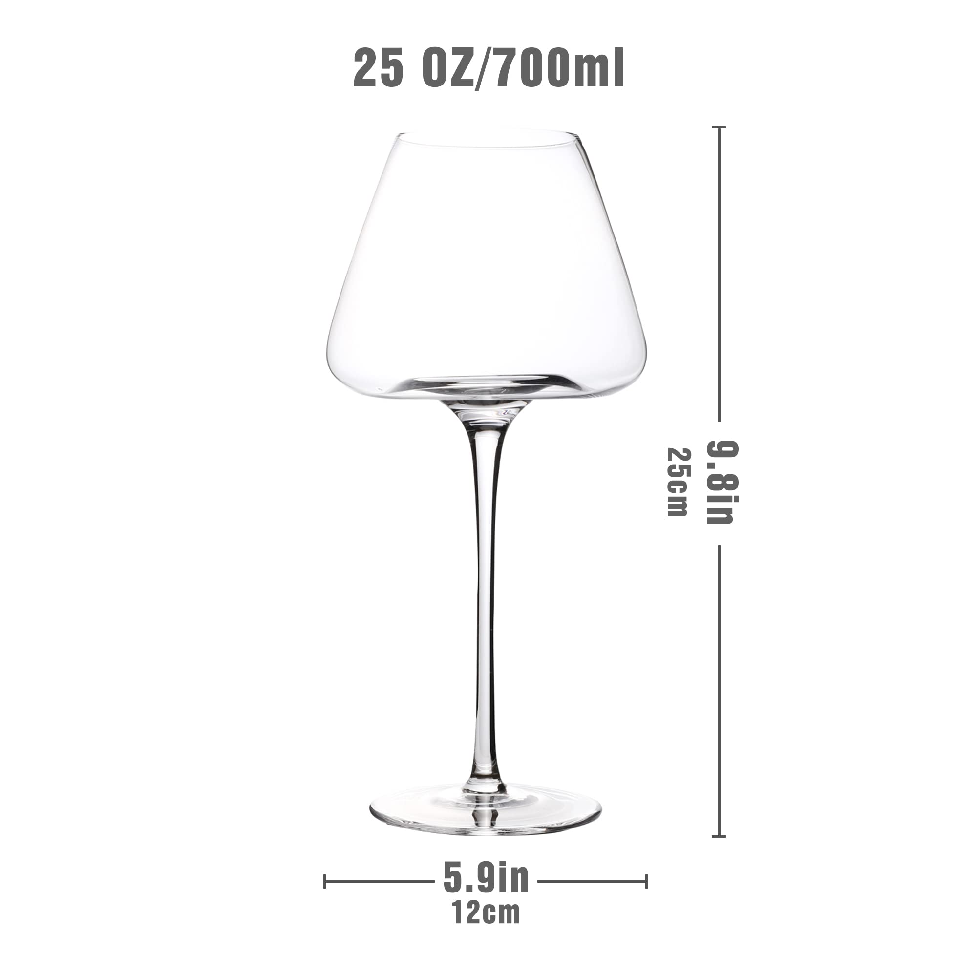 UBENKAKU Wine Glasses Set of 4, 25 OzExtra Large Premium Crystal Burgundy Martini Glasses Set of 4 Thin Rim Long Stem for Red or White Daily Use Wedding Anniversary or Birthday Gift