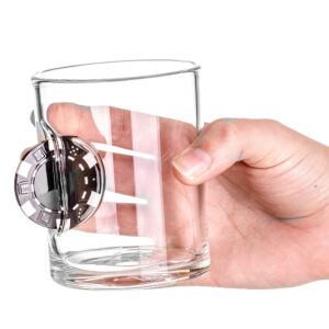 Stuck in Glass " UP THE ANTE WHISKEY GLASS | POKER CHIP | Original Embedded 10oz Beer Glassware | BLACK