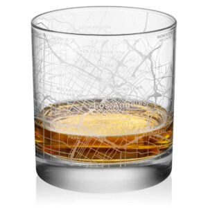 rocks whiskey old fashioned 11oz glass urban city map los angeles la california