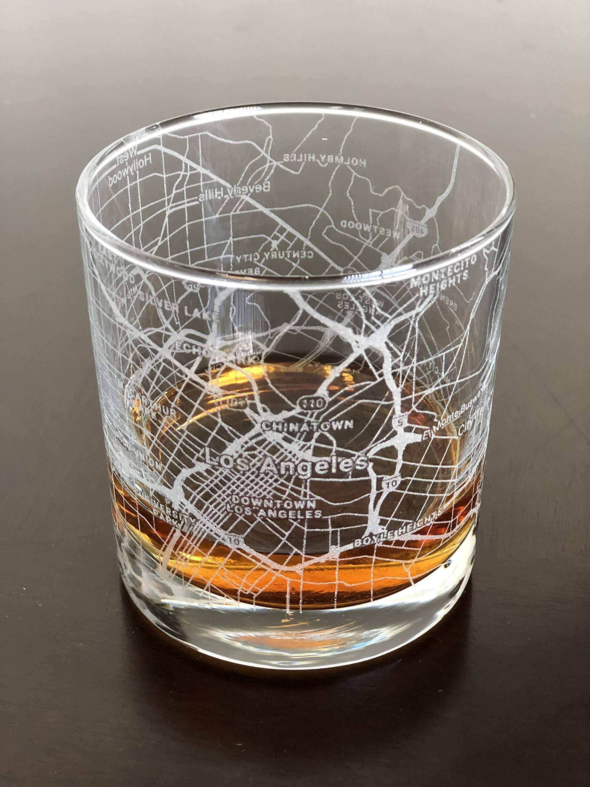 Rocks Whiskey Old Fashioned 11oz Glass Urban City Map Los Angeles LA California