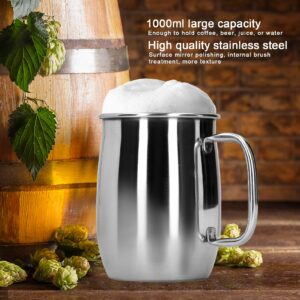 Yosoo 1000ml Stainless Steel Wine Bar Beer Mug,Water Cup with Handle, Portable Coffee Cup Drinkware,Large Capacity Beer Bar Supplies