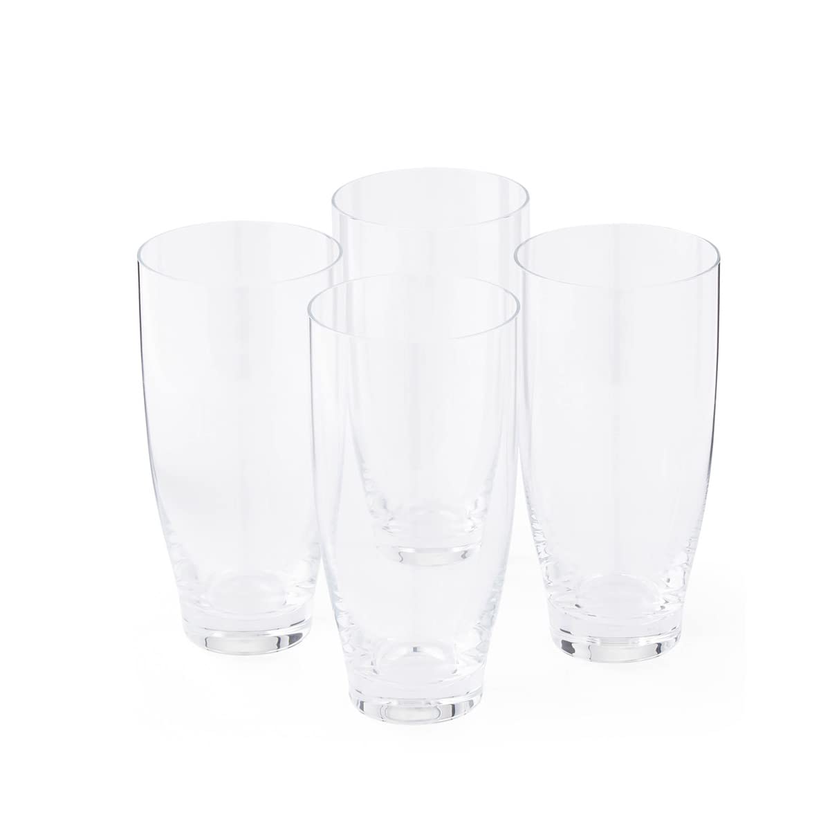 Nambe Vie Highball Glasses | 16 Ounce Tall Cocktail Glasses for Drinking Water, Juice, and Other Beverages | Set of 4 Clear Glasses | Designed by Neil Cohen