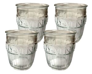 set of 4 circleware clear glass 14 oz embossed drink glasses (set of 4)