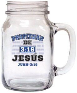 divinity boutique "propiedad de jesus" spanish old fashioned drinkin' jar, clear