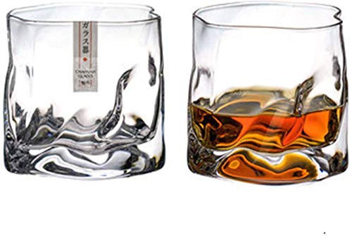 Generic Japanese Edo Designer Crumple Paper Irregular Shape Crystal Faceted Der Whiskybecher Whiskey Whisky Rock Glass Artwork Wine Cup (2 Pcs)