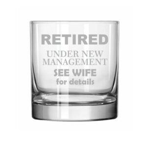 mip brand 11 oz rocks whiskey old fashioned glass retired under new management see wife funny