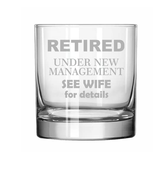 MIP Brand 11 oz Rocks Whiskey Old Fashioned Glass Retired Under New Management See Wife Funny