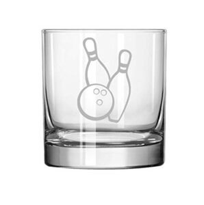 mip brand 11 oz rocks whiskey highball glass bowling ball and pins