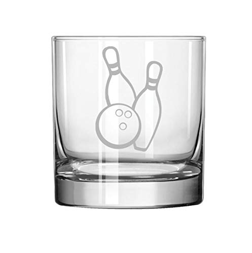 MIP Brand 11 oz Rocks Whiskey Highball Glass Bowling Ball And Pins