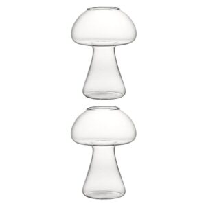 happyyami 2pcs mushroom shape cocktail glass creative glass goblet novelty drink cup clear dessert ice cream cup decoative martini glass for for bar home (as shown 1) (mushroom)