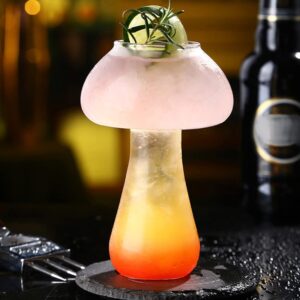 Happyyami 2PCS Mushroom Shape Cocktail Glass Creative Glass Goblet Novelty Drink Cup Clear Dessert Ice Cream Cup Decoative Martini Glass for for Bar Home (As Shown 1) (Mushroom)