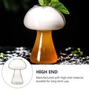 Happyyami 2PCS Mushroom Shape Cocktail Glass Creative Glass Goblet Novelty Drink Cup Clear Dessert Ice Cream Cup Decoative Martini Glass for for Bar Home (As Shown 1) (Mushroom)