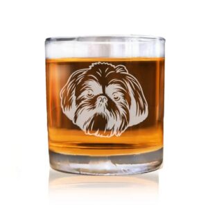 american sign letters shih tzu whiskey glass - cute whiskey glass, pet whiskey glass, cute animal whiskey glasses, dog glass, shih tzu glass