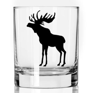 toasted tales moose lake and lodge collection | 11 oz bourbon whiskey rock glass | novelty whiskey tasting glasses | home décor accessory | outdoor glass