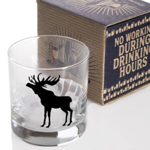 Toasted Tales Moose Lake and Lodge Collection | 11 oz Bourbon Whiskey Rock Glass | Novelty Whiskey Tasting Glasses | Home Décor Accessory | Outdoor Glass