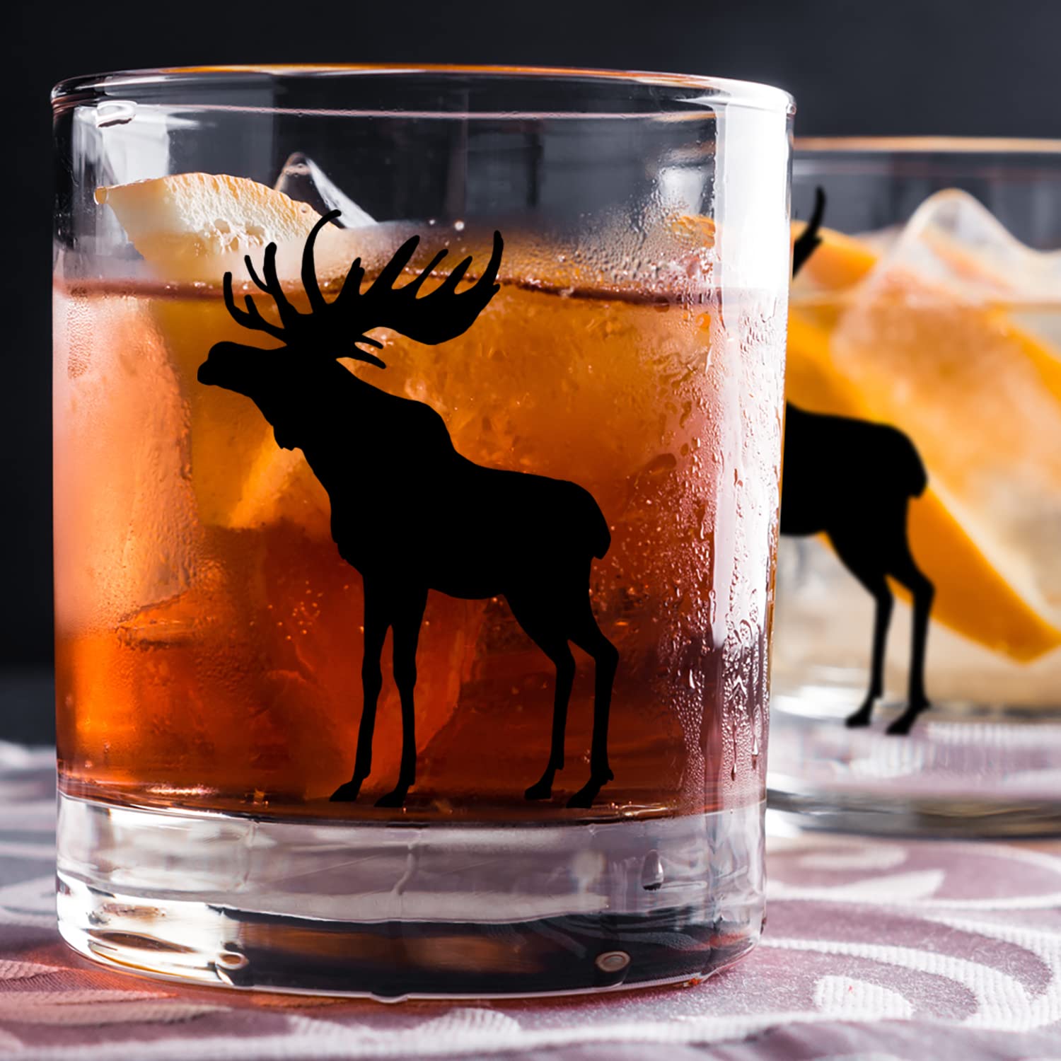 Toasted Tales Moose Lake and Lodge Collection | 11 oz Bourbon Whiskey Rock Glass | Novelty Whiskey Tasting Glasses | Home Décor Accessory | Outdoor Glass