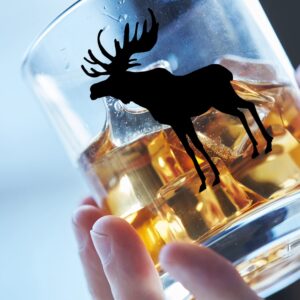 Toasted Tales Moose Lake and Lodge Collection | 11 oz Bourbon Whiskey Rock Glass | Novelty Whiskey Tasting Glasses | Home Décor Accessory | Outdoor Glass