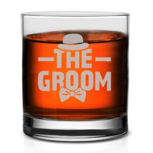 veracco the groom whiskey glass funnygift for someone who loves drinking bachelor party favors (clear, glass)